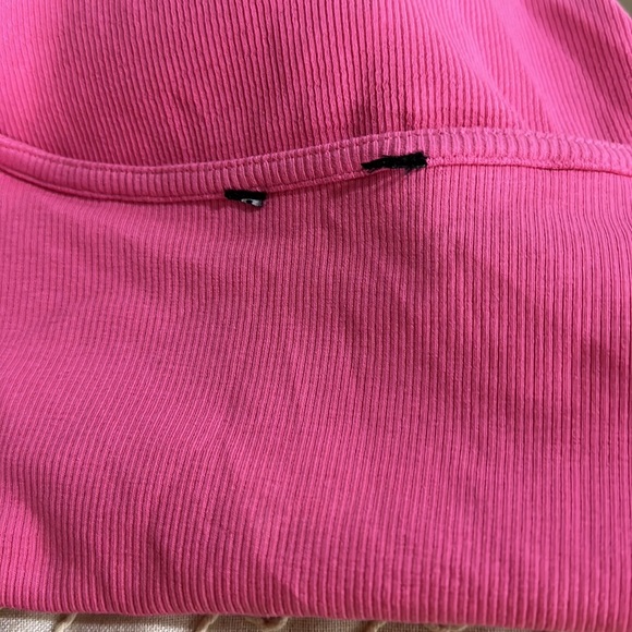 Zara Pink Balloon Ruffle Puff Sleeve Square Neck Rib Cropped Top Size L - Picture 13 of 13